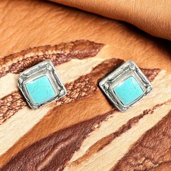 Vintage Jewelry - Vintage Sterling Silver Turquoise Southwestern Country Western Rodeo Deadstock